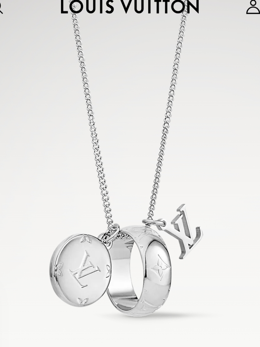 Louis Vuitton Silver Monogram Charms Necklace